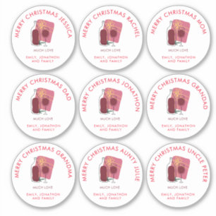 9 kleine verschillende namen wijn cadeau vrolijke  sticker