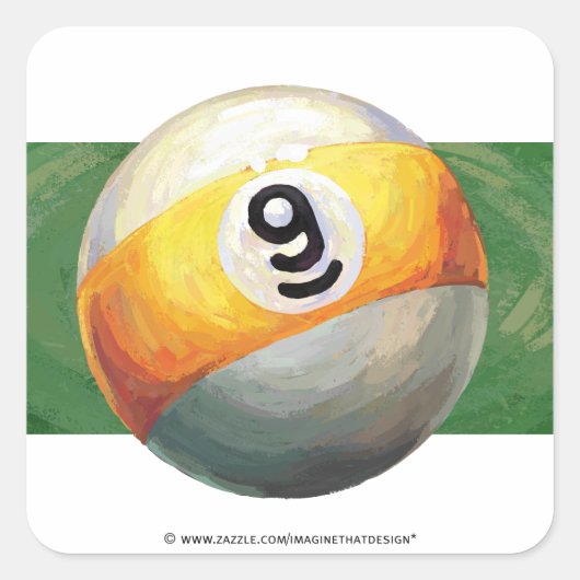 9 kogel vierkante sticker (Voorkant)