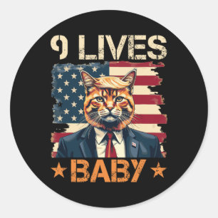 9 Levens Baby Trump 2024 Win Overwinningswinnaar T Ronde Sticker