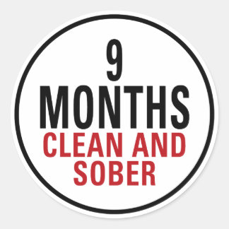 9 maanden Schone en Sober Ronde Sticker