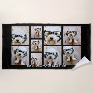 9 Minimalistisch fotocollage - zwart en wit raster Strandlaken