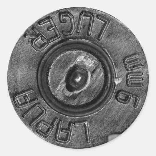 9 mm Luger Ronde Sticker (Voorkant)