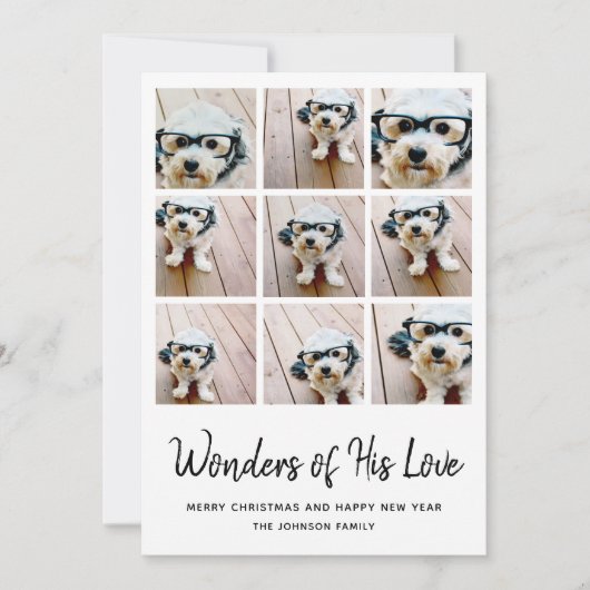 9 Multi Photo Kerstmis - Wonders of Zijne Liefde Feestdagenkaart (Voorkant)