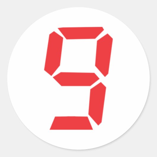 9 negen digitale wekker ronde sticker (Voorkant)