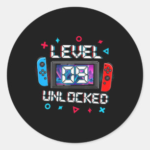 9 Ontgrendelde Gamer 9e Verjaardag Gift Video Game Ronde Sticker