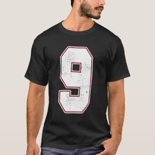 9 Overzichtsnummer 9 Varsity Fan Sportteam Zwart J T-shirt