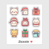 9-pack Schattigee Kawaii-Kerst sticker (Vel)