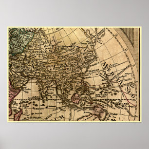 9 Paneel Kleurenversie L'Isle Wereldkaart Frame 6 Poster