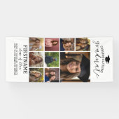 9 Photo Collage Afstuderen Modern Minimal White Spandoek (Horizontaal)