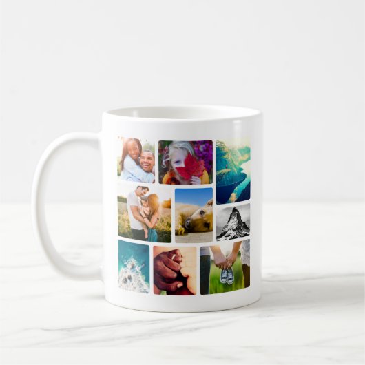 9 Photo Collage arrondi Mug (Gauche)