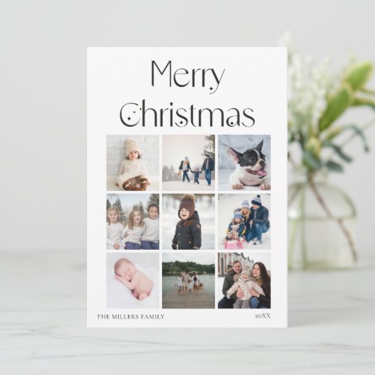 9 photo collage grille élégante carte de Noël (Debout devant)