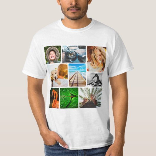 9 Photo Collage Modèle Rond Corners T-shirt (Devant)