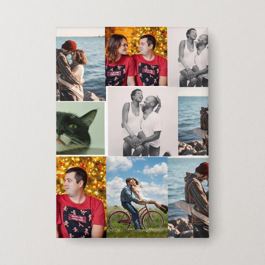 9 Photo Custom Personalized Collage Button (Voorkant)