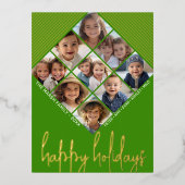 9 Photo Diamond Motif Joyeuses Vacances Vert Or (Recto)