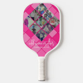 9 Photo Diamond Pattern Collage - Hot Pink Girly Pickleball Paddle (Voorkant)