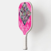 9 Photo Diamond Pattern Collage - Hot Pink Girly Pickleball Paddle (Links)