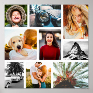 9 Photo Poster Collage Modèle encadré blanc