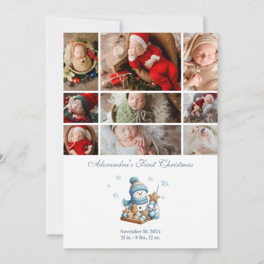 9 Photo Premier Faire-part de naissance de Noël (Devant)