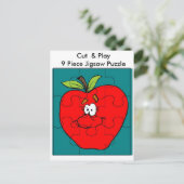9 Piece Cut & Play Apple Puzzle Briefkaart (Staand voorkant)