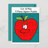 9 Piece Cut & Play Apple Puzzle Briefkaart (Voorkant / Achterkant)
