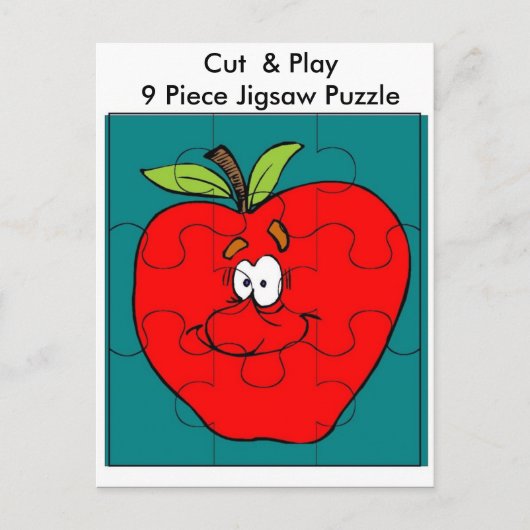 9 Piece Cut & Play Apple Puzzle Briefkaart (Voorkant)