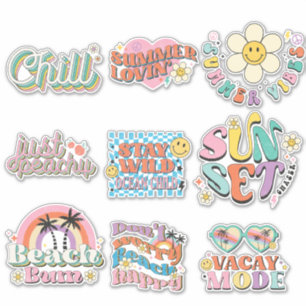 9 Retro Tropische Zomer Strand Neon Sticker