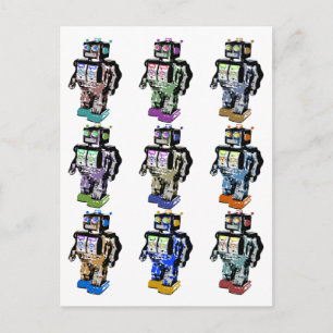 9 Robots gekleurd Briefkaart