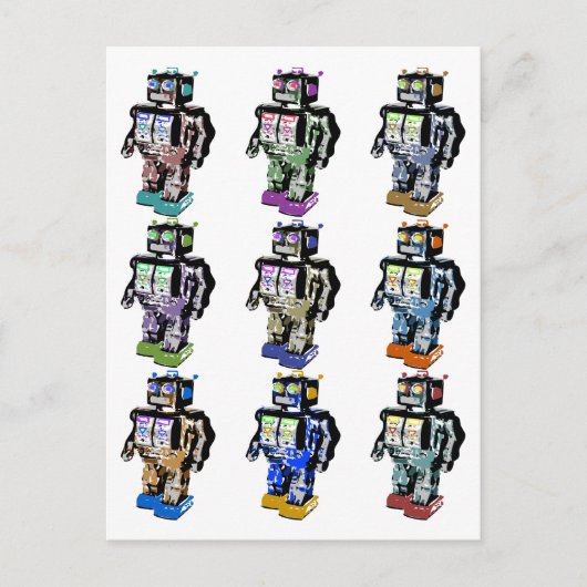 9 Robots gekleurd Briefkaart (Voorkant)