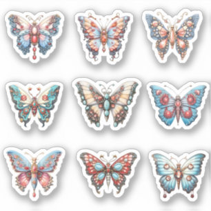 9 Rococo vlinder op maat gesneden vinyl Sticker