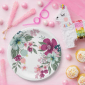 9"Rond Document Bord Tropische Bloem op Wit (Feest)