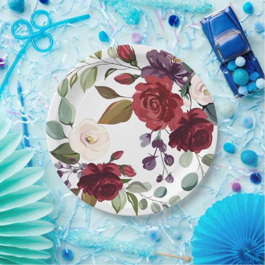 9"Rond Document Bord Witte Roses Goud Geometrisch (Feest)