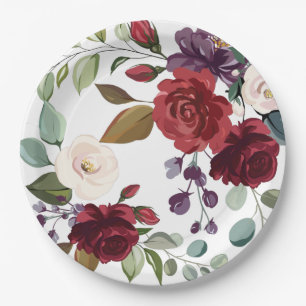 9"Rond Document Bord Witte Roses Goud Geometrisch