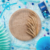 9" Rond Papier Bord Tarwe op Burlap Sack Land (Feest)