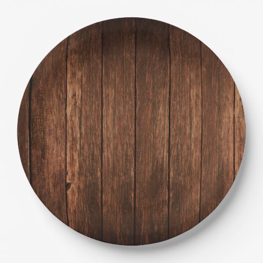 9" Ronde Papier Bord Schuur Hout Country Rustiek (Voorkant)