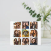 9 Square Photo Collage - Zwart-wit Briefkaart (Staand voorkant)