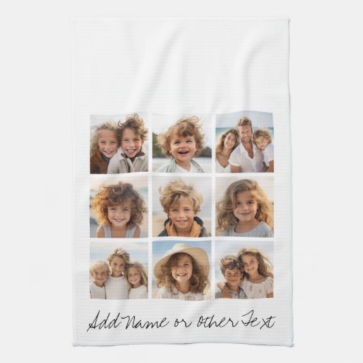 9 Square Photo Collage - Zwart-wit Theedoek (Verticaal)