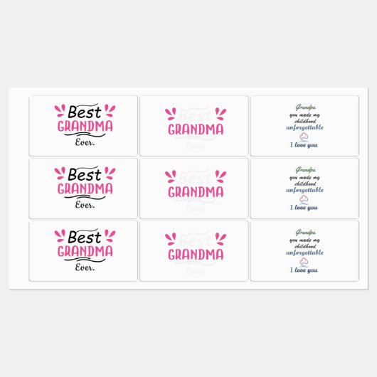 9 stickers grand-père et grand-mère/ Meilleur gran (Feuille)