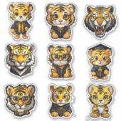 9 Stickers Tiger de l'université Yellow & Black Co (Devant)