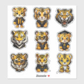 9 Stickers Tiger de l'université Yellow & Black Co (Feuille)