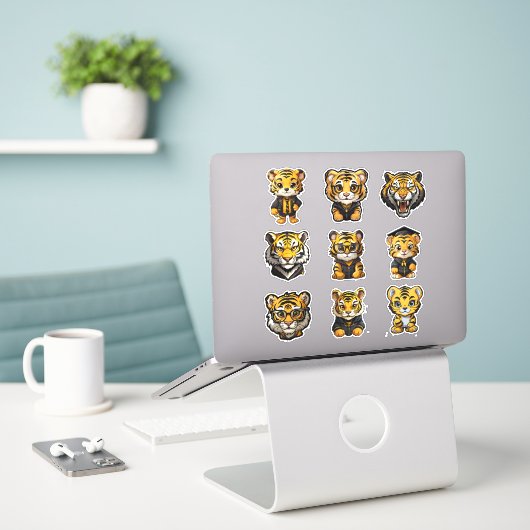 9 Stickers Tiger de l'université Yellow & Black Co (Ordinateur portable sur le bureau)