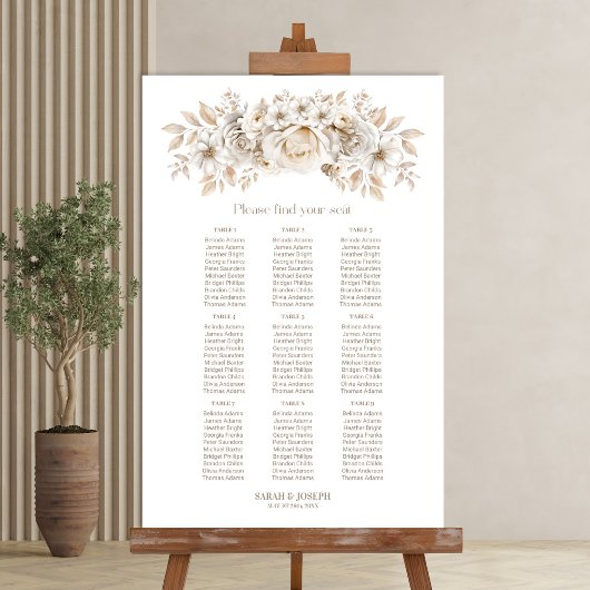 9 Tableau Blanc Mariage floral