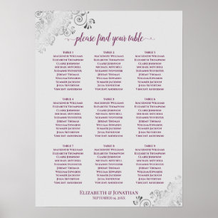 9 Tableau Mariage Cassis Cassis violet & gris