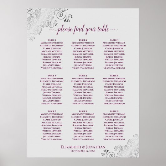 9 Tableau Mariage Cassis Cassis violet & gris (Devant)