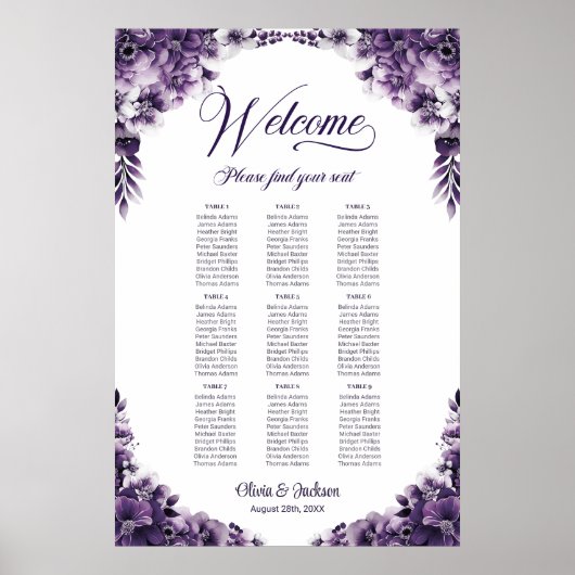 9 Tableau Mariage floral pourpre (Devant)