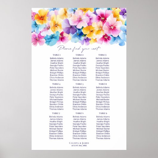 9 Tableau Tableau Coloré Mariage Floral (Devant)