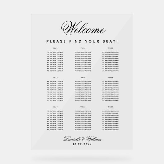 9 Tableaux Simple Transparent Mariage Tableau de s (Recto)