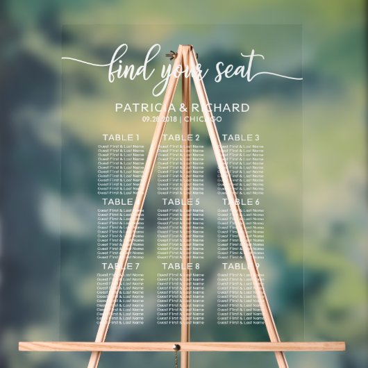 9 Tables Élégant Plan De Mariage (Neutre)
