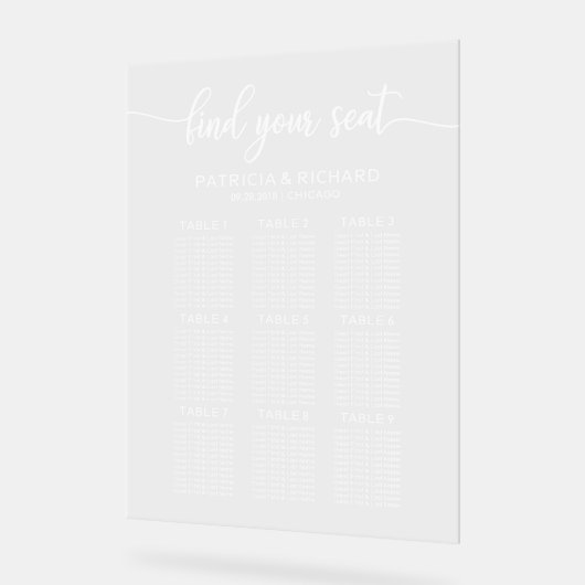 9 Tables Élégant Plan De Mariage (Angle)