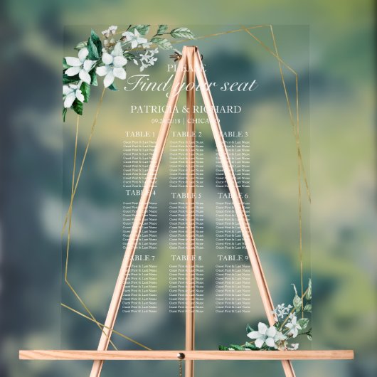 9 Tables Plan Mariage verdoyant (Neutre)