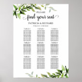 9 Tables Wedding Seating Chart Elegant Greenery Poster (Voorkant)